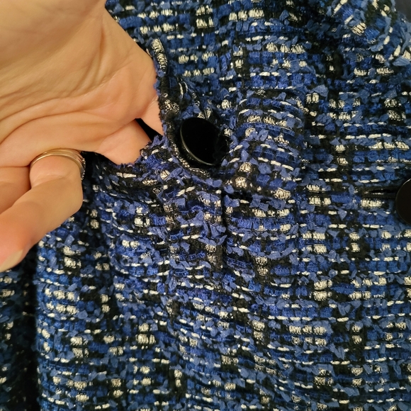 Kate Spade New York "Silver Lining" Tinsel Tweed Blazer Jacket Sz 0 Royal Blue - Picture 3 of 12